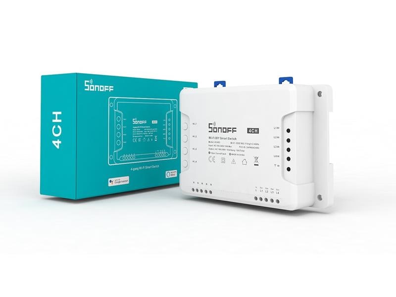 SONOFF WLAN-Schaltaktor 4CHR3, 4-fach, 230 V, 10 A, Weiss