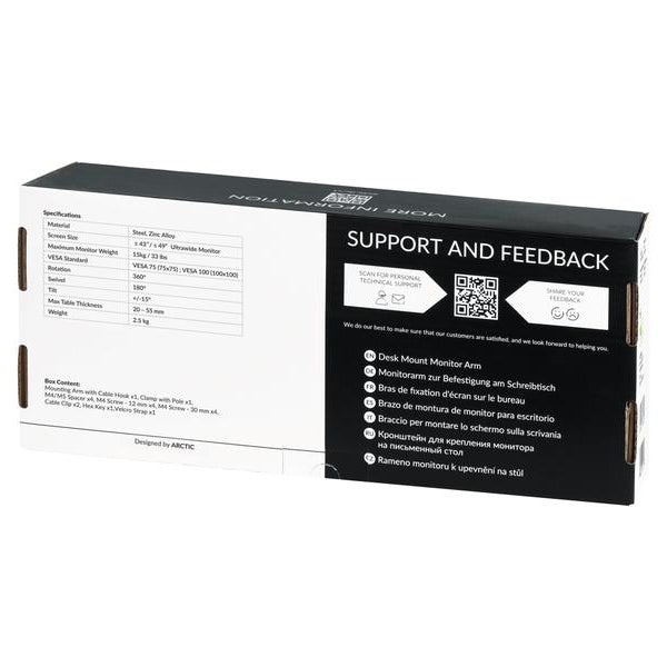 Arctic Cooling Tischhalterung X1 bis 10 kg – Schwarz matt