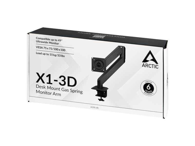 Arctic Cooling Tischhalterung X1-3D bis 10 kg – Schwarz matt, Schwarz