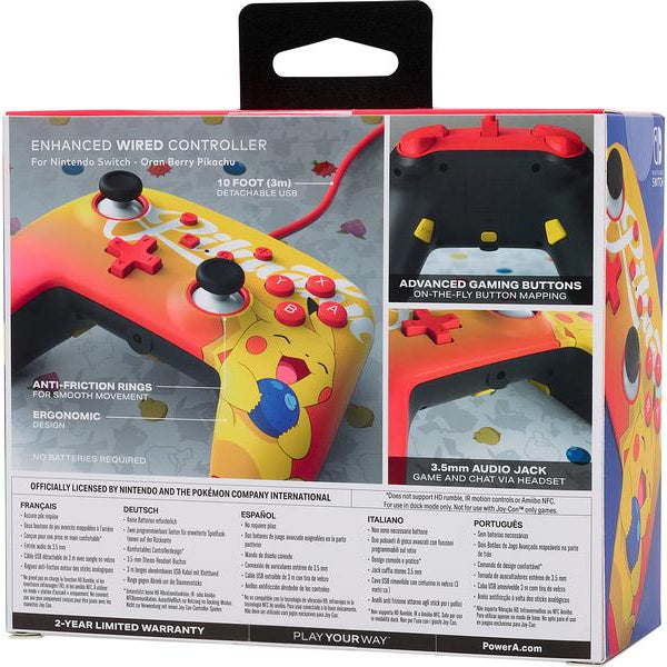 Power A Enhanced Wired Controller Orange Berry Pikachu