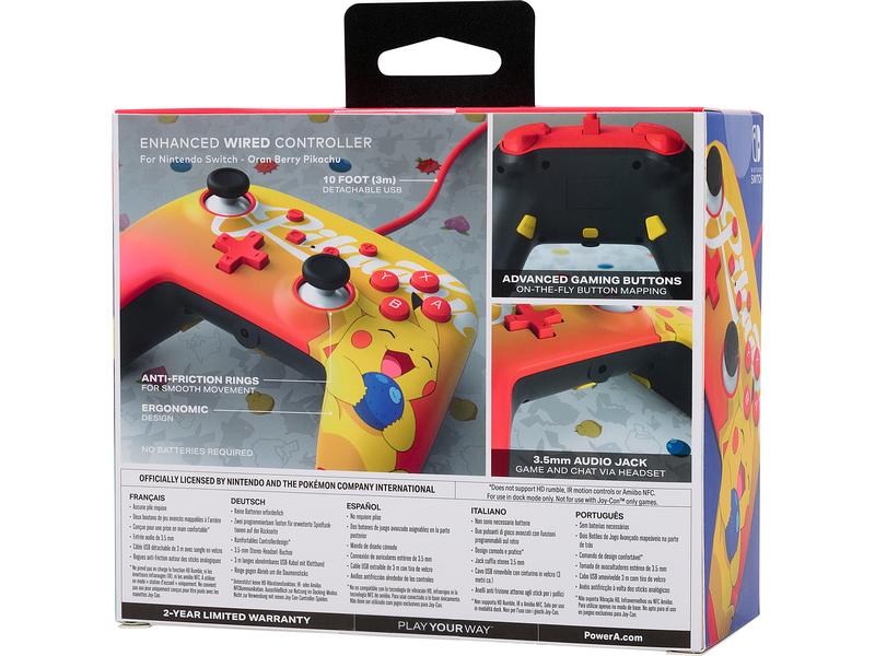 Power A Enhanced Wired Controller Orange Berry Pikachu