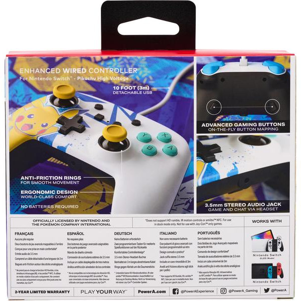 Power A Enhanced Wired Controller Pikachu High Voltage
