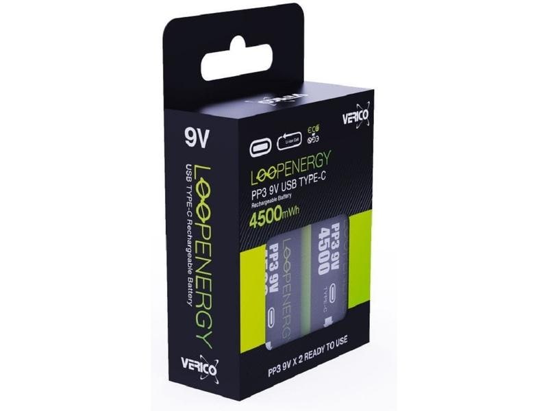 Verico Akku 2x PP3 9V 500 mAh mit USB-C