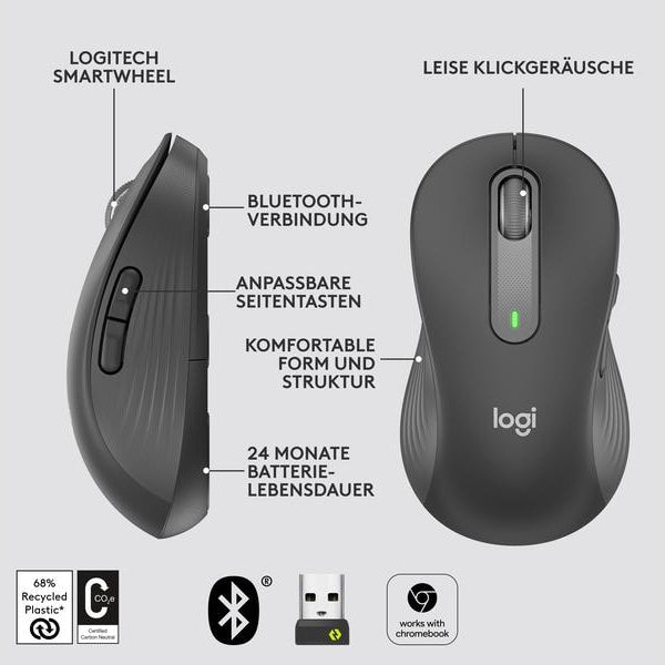 Logitech Maus Signature M650 L left Graphite