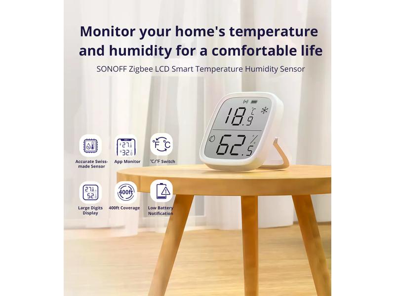 SONOFF Smart Home Temperatur-/ Feuchtigkeitssensor LCD ZigBee 3.0