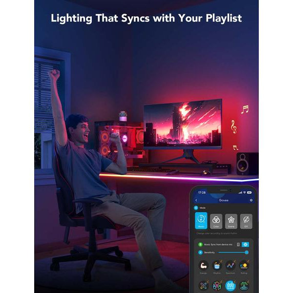 Govee LED Stripe Neon Gaming Table Light, 3 m, RGBIC, Wi-Fi + BT
