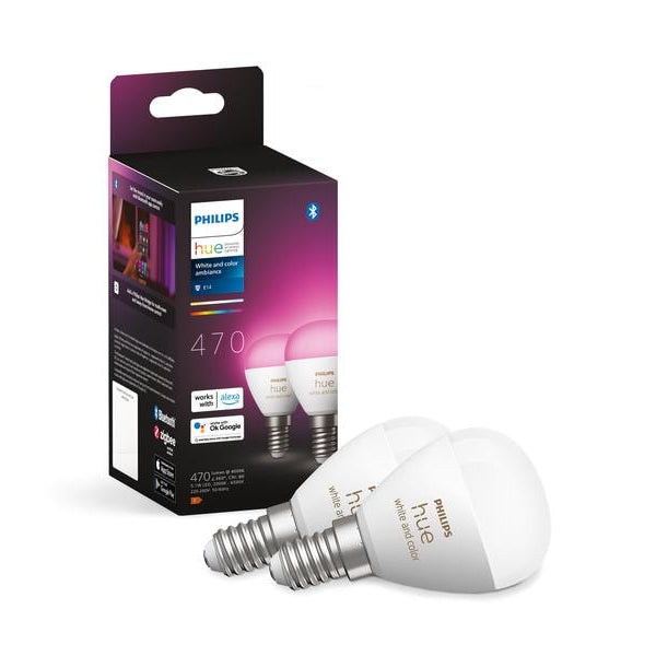 Philips Hue White & Color Ambiance E14 Luster Tropfen 2er Set 2 x 470 lm