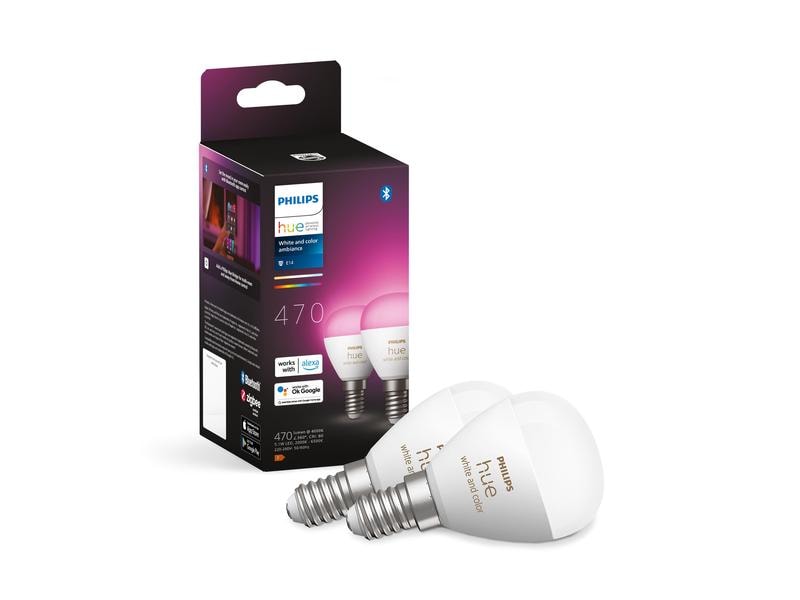 Philips Hue White &amp; Color Ambiance E14 Luster Tropfen 2er Set 2 x 470 lm