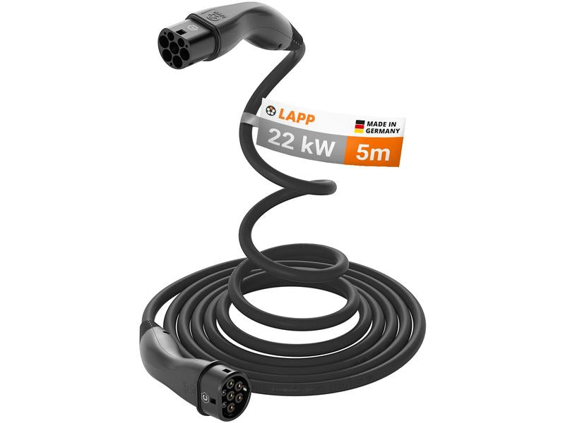 Lapp Ladekabel Helix für Elektroauto Typ 2, 22 kW, 5 m, Schwarz