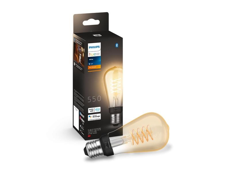 Philips Hue Leuchtmittel White E27 Einzelpack Edison Filament 550 lm