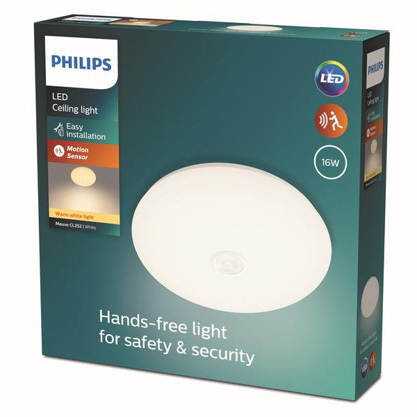 Philips Deckenleuchte Mauve, 16 W, 1700 lm, 2700 K, BWM, Weiss