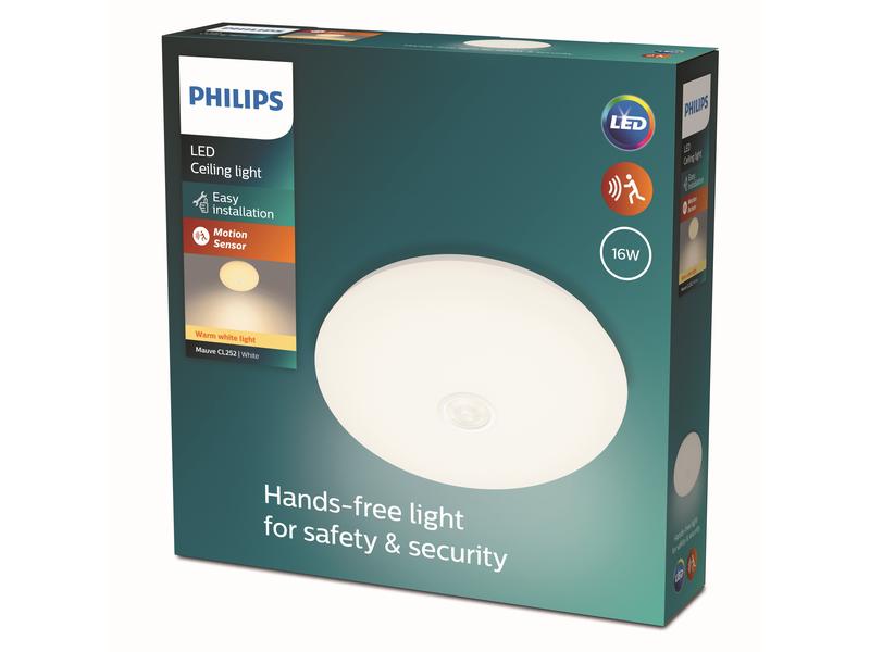 Philips Deckenleuchte Mauve, 16 W, 1700 lm, 2700 K, BWM, Weiss