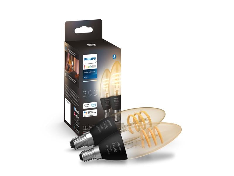 Philips Hue Leuchtmittel White Amb. Filament E14 Doppelpack