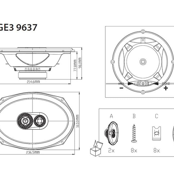 JBL Car 3-Weg-Lautsprecher Stage3 9637, 6