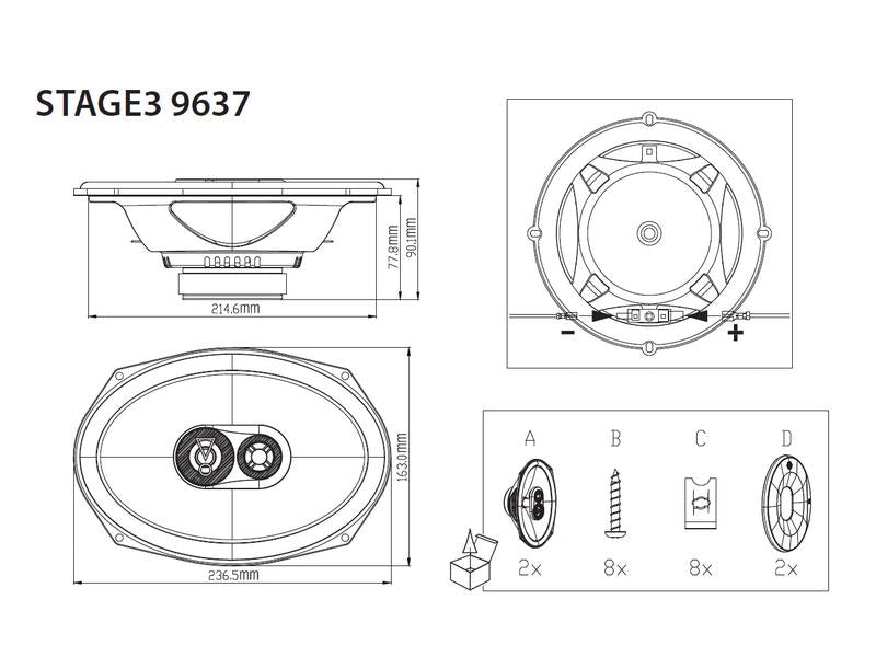 JBL Car 3-Weg-Lautsprecher Stage3 9637, 6" x 9" (15.2 x 23 cm)