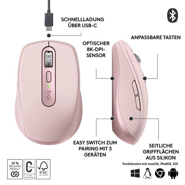 Logitech Mobile Maus MX Anywhere 3s Rose