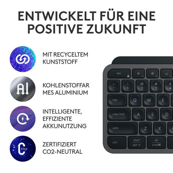 Logitech Tastatur MX Keys S Plus CH-Layout mit Handgelenkauflage