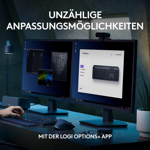 Logitech Tastatur MX Keys S Plus CH-Layout mit Handgelenkauflage