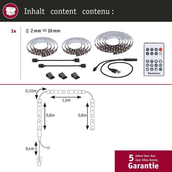 Paulmann EntertainLED USB Strip TV-Beleuchtung RGB+, 75