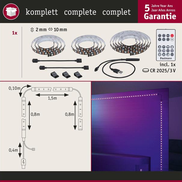 Paulmann EntertainLED USB Strip TV-Beleuchtung RGB+, 75