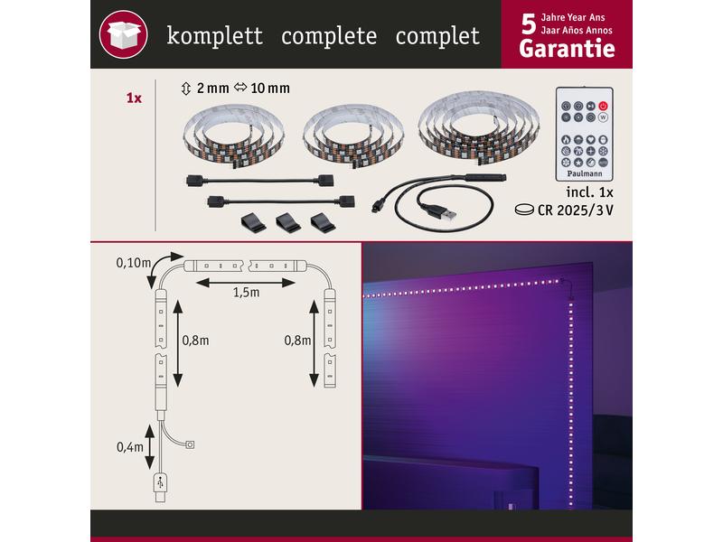 Paulmann EntertainLED USB Strip TV-Beleuchtung RGB+, 75"
