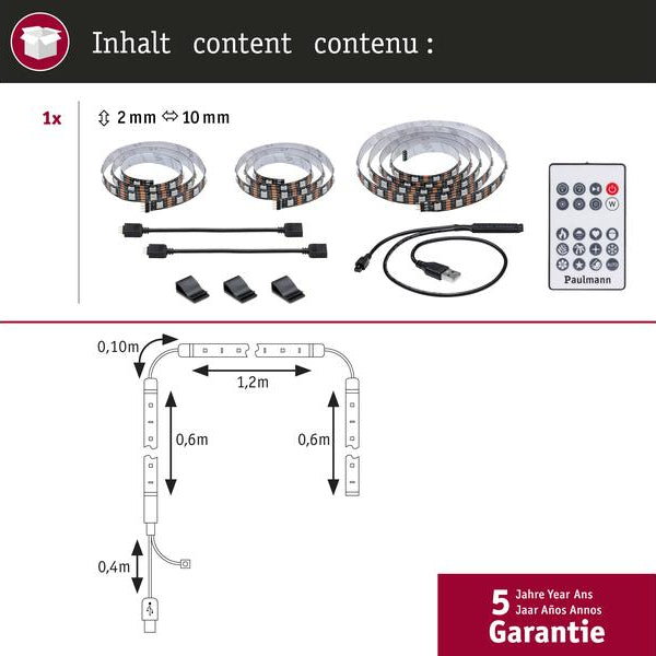 Paulmann EntertainLED USB Strip TV-Beleuchtung RGB+, 65