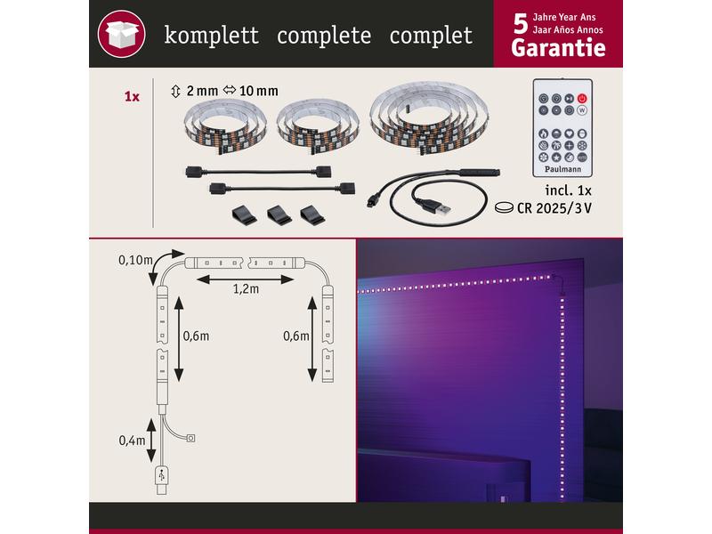 Paulmann EntertainLED USB Strip TV-Beleuchtung RGB+, 65"