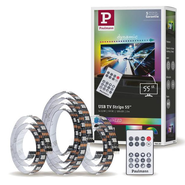Paulmann EntertainLED USB Strip TV-Beleuchtung RGB+, 55