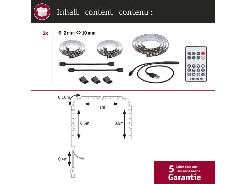 Paulmann EntertainLED USB Strip TV-Beleuchtung RGB+, 55"