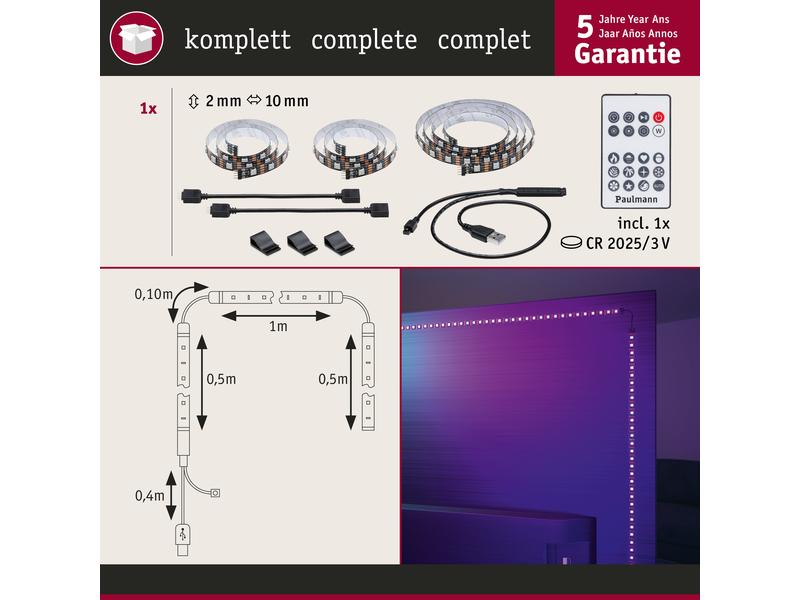 Paulmann EntertainLED USB Strip TV-Beleuchtung RGB+, 55"