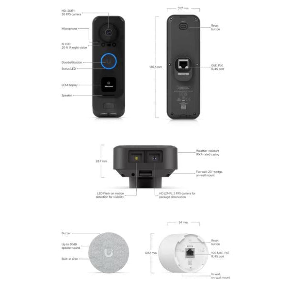 Ubiquiti IP Türstation UVC-G4 Doorbell Pro PoE KIT Schwarz