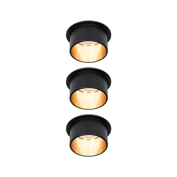Paulmann Einbauspot LED Gil Coin Set, 3 x 6W, 2700K, Schwarz/Gold
