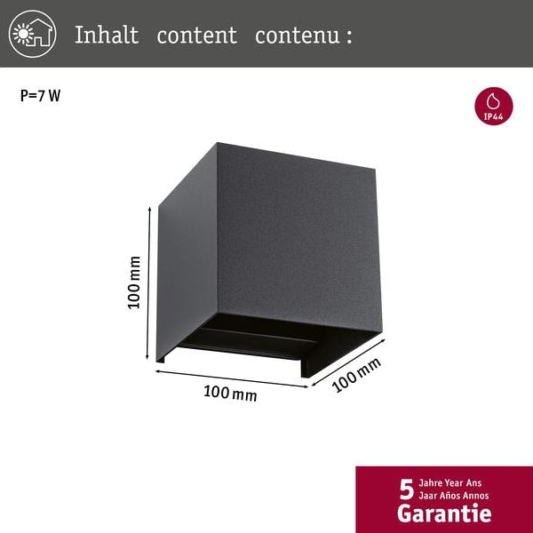 Paulmann Outdoor Wandleuchte LED House Cybo, 2x2.5W, RGBW, Anthrazit