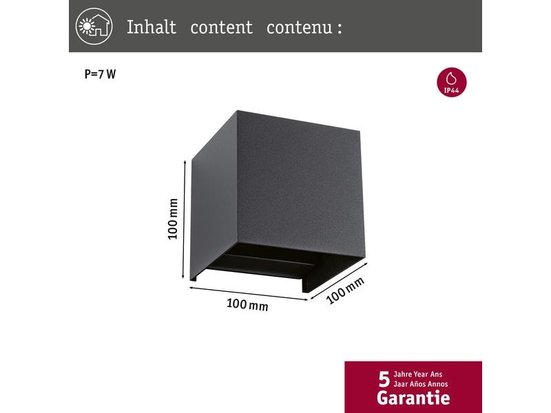 Paulmann Outdoor Wandleuchte LED House Cybo, 2x2.5W, RGBW, Anthrazit