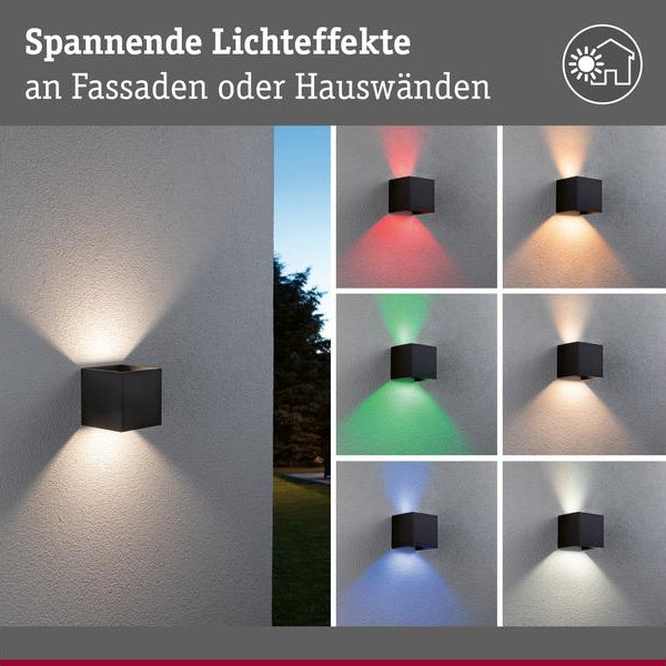 Paulmann Outdoor Wandleuchte LED House Cybo, 2x2.5W, RGBW, Anthrazit