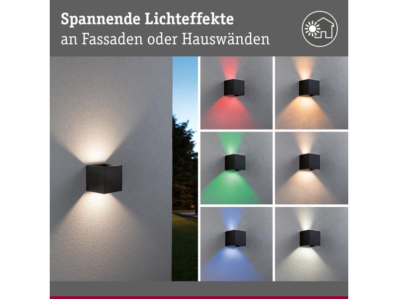 Paulmann Outdoor Wandleuchte LED House Cybo, 2x2.5W, RGBW, Anthrazit