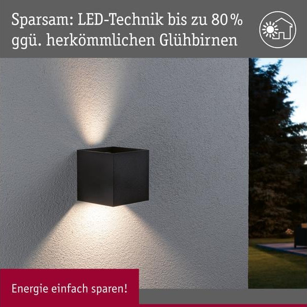 Paulmann Outdoor Wandleuchte LED House Cybo, 2x2.5W, RGBW, Anthrazit