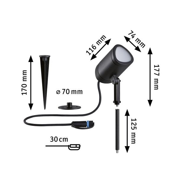 Paulmann Outdoor Gartenspot Plug & Shine Shira, RGBW, 6.5W, Anthrazit
