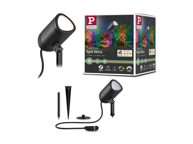 Paulmann Outdoor Gartenspot Plug &amp; Shine Shira, RGBW, 6.5W, Anthrazit