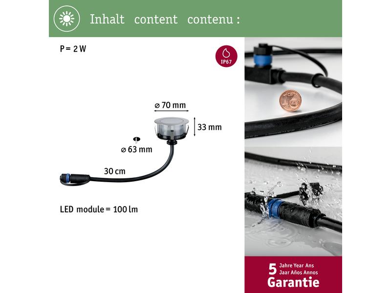 Paulmann Einbauspot Plug &amp; Shine Floor, RGBW, 2W, Edelstahl