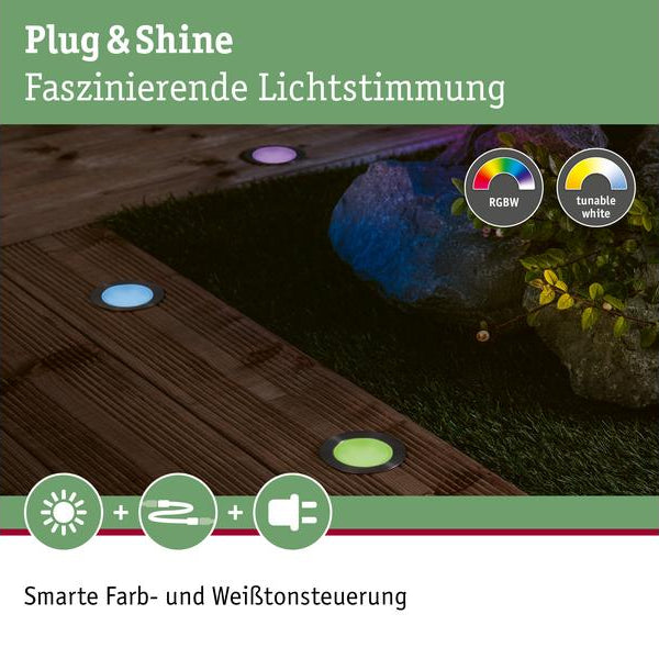 Paulmann Einbauspot Plug & Shine Floor, RGBW, 2W, Edelstahl