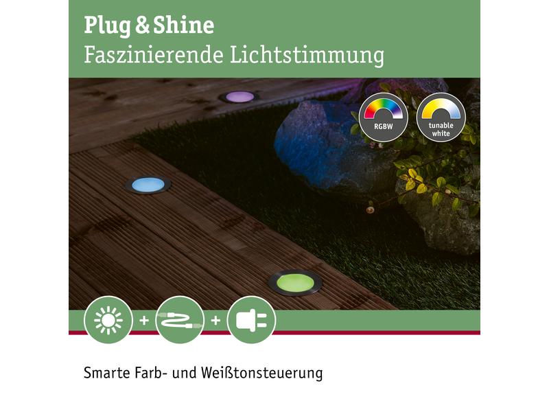 Paulmann Einbauspot Plug &amp; Shine Floor, RGBW, 2W, Edelstahl