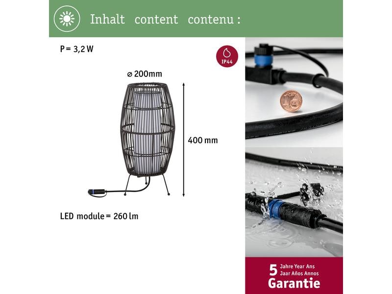 Paulmann Stehleuchte Plug &amp; Shine Basket, RGBW, 3.2W, Schwarz