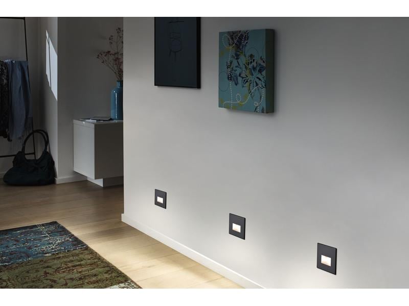 Paulmann Wandeinbauleuchte LED Edge Quadro, 1.2W, 2700K, Schwarz