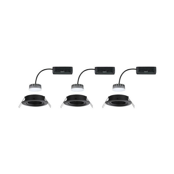 Paulmann Einbauspot LED Nova Plus Coin Set, 3 x 6W, 2700K, Schwarz