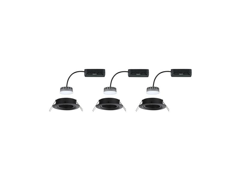 Paulmann Einbauspot LED Nova Plus Coin Set, 3 x 6W, 2700K, Schwarz