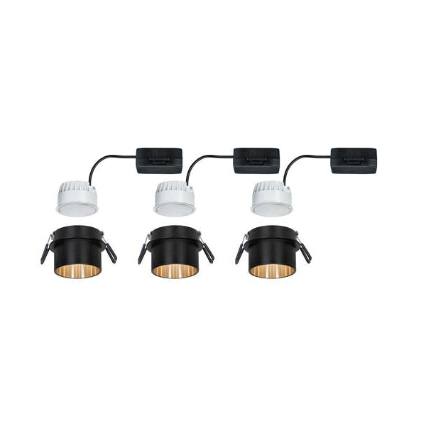 Paulmann Einbauspot LED Gil Coin Set, 3 x 6W, 2700K, Schwarz/Gold