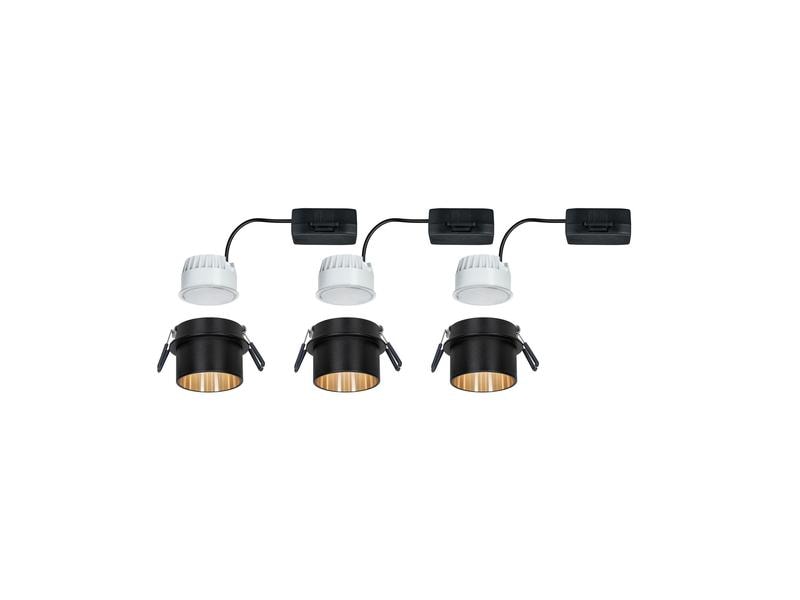 Paulmann Einbauspot LED Gil Coin Set, 3 x 6W, 2700K, Schwarz/Gold