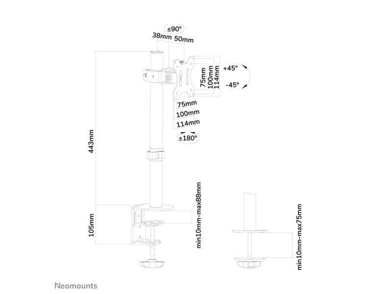 NEOMOUNTS Tischhalterung FPMA-D510 bis 8 kg – Schwarz