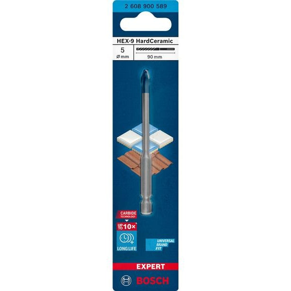 Bosch Professional Bohrer Expert HEX-9 HardCeramic, 5 x 90 mm